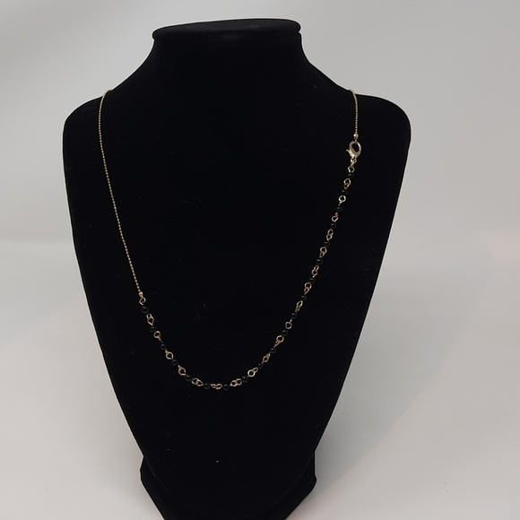 unknown Jewelry - Gold Tone Necklace with Black Beads 18 inches